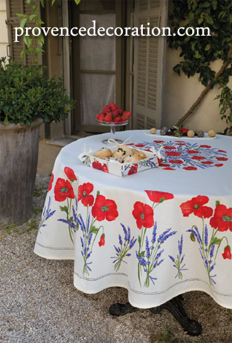 Round Tablecloth coated or cotton Coquelicots Lavandes 3 colors - Click Image to Close